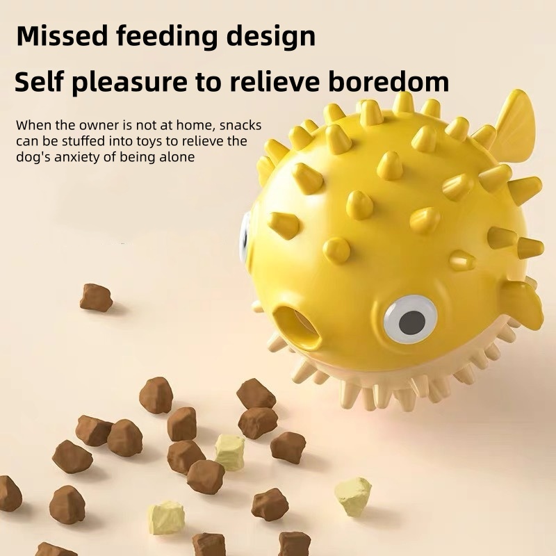 Dog Puzzle Feeder Toy - Interactive Bouncing Fish Treat Dispenser Dog