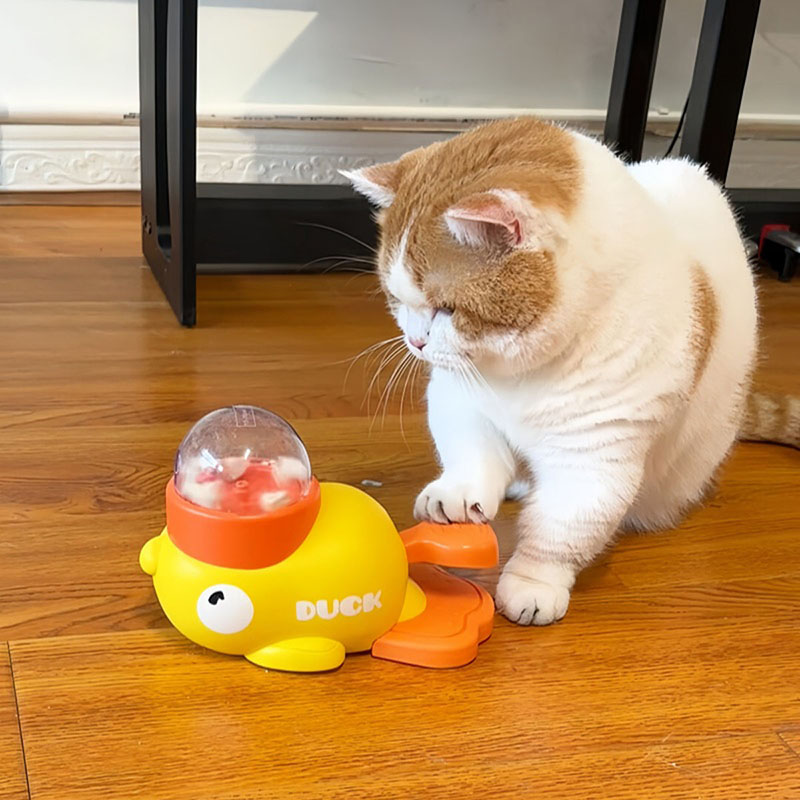 Dog Puzzle Feeder Toy - Yellow Duck-Shaped Interactive Cat Treat Dispenser