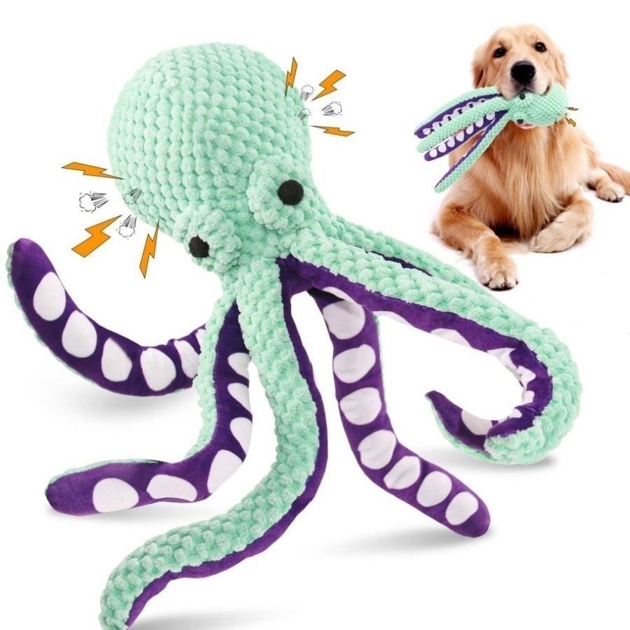 Squeaky Octopus Plush Dog Toy  - Indestructible Dog Chew Toy ulasan dan harga