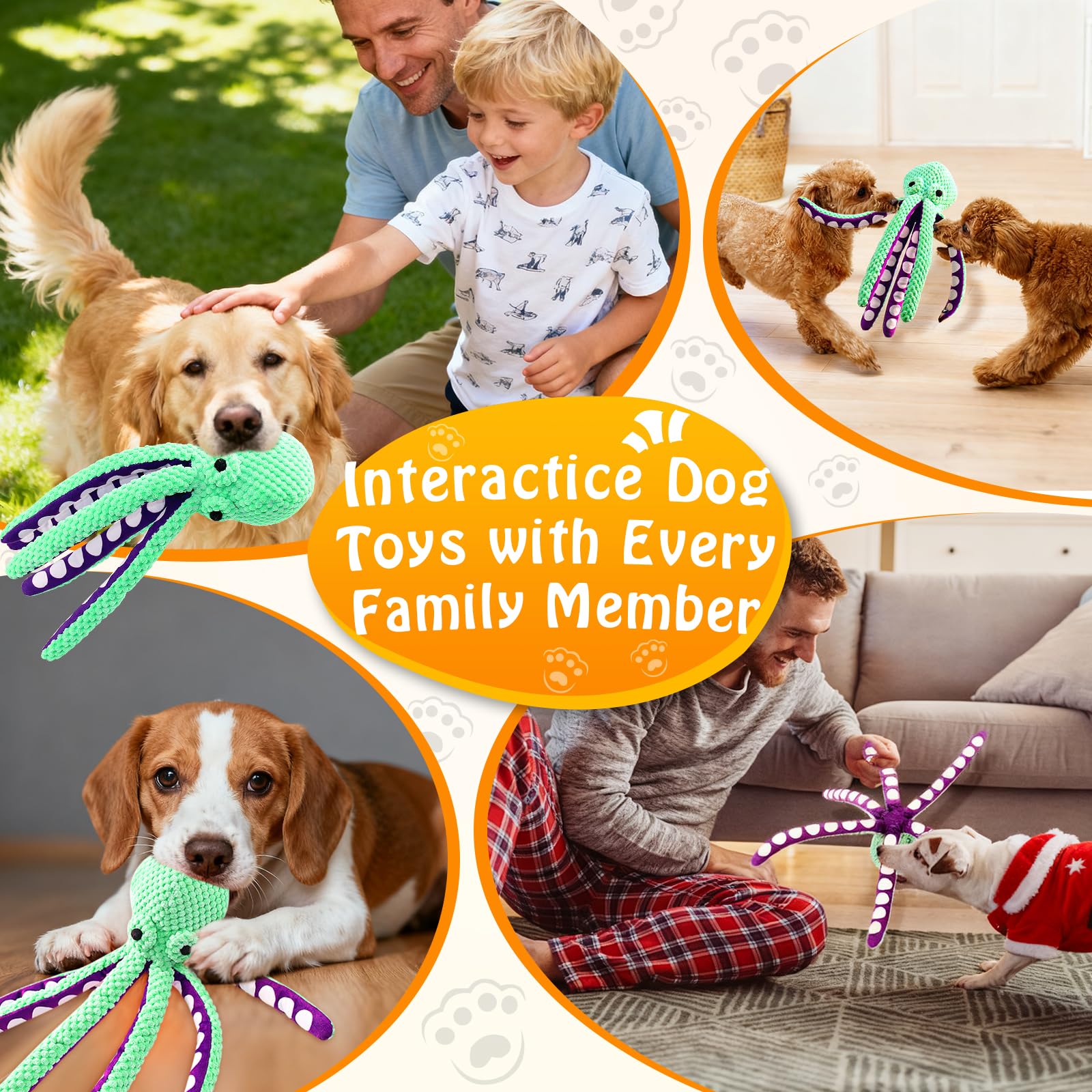 Squeaky Octopus Plush Dog Toy  - Indestructible Dog Chew Toy ulasan dan harga