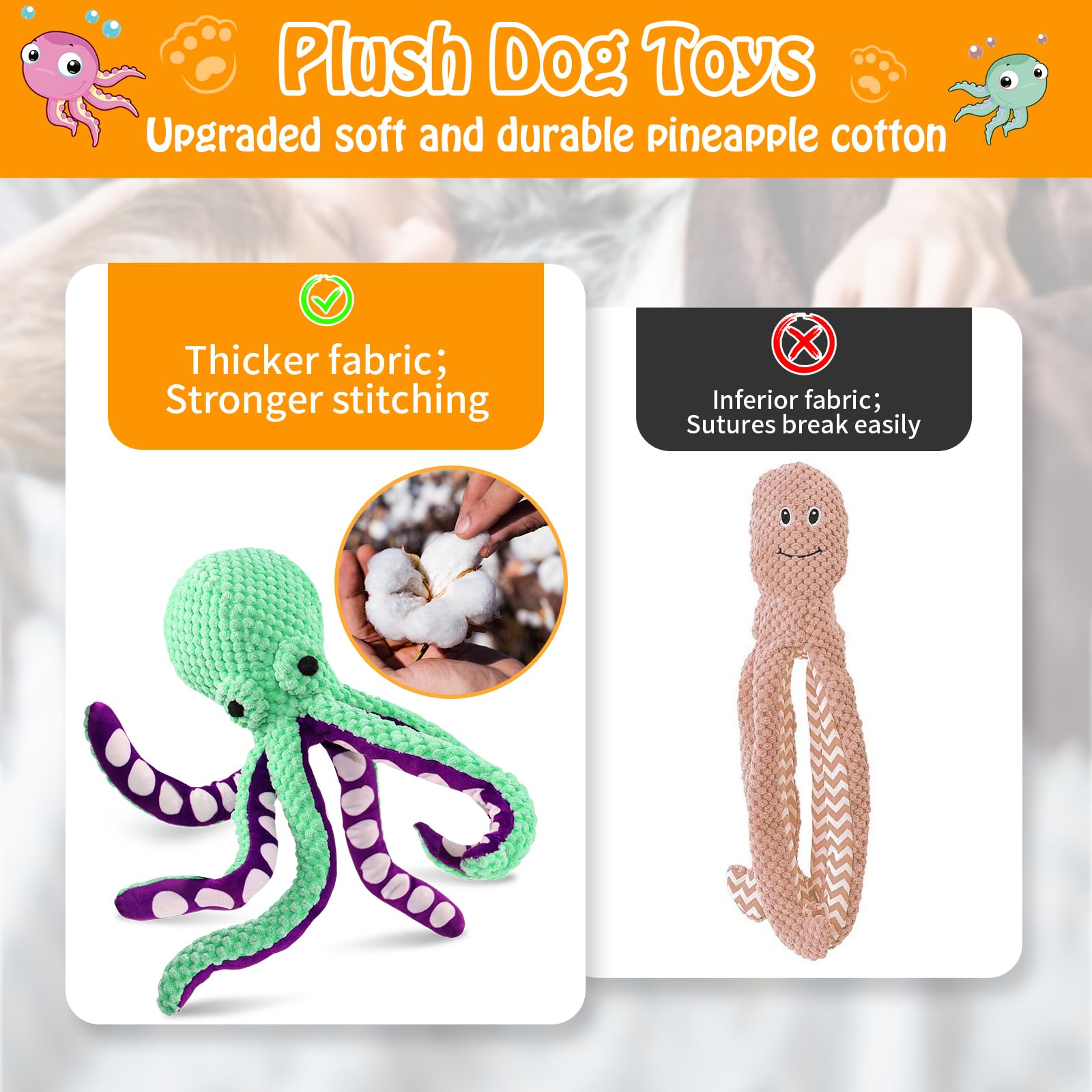 Squeaky Octopus Plush Dog Toy  - Indestructible Dog Chew Toy ulasan dan harga