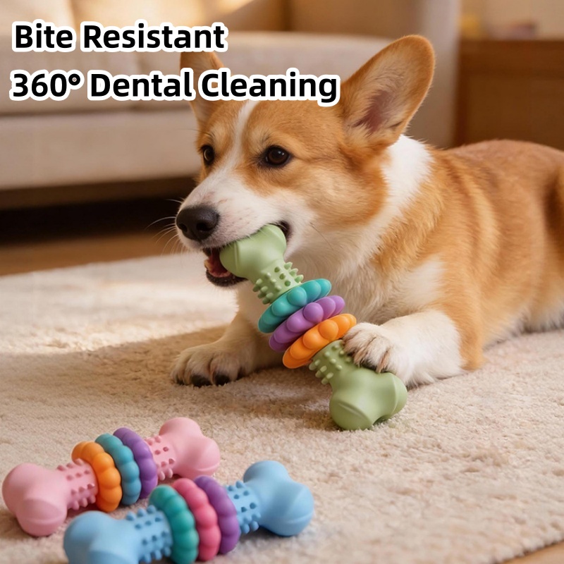 Durable TPR Dog Chew Toy Bone  - Teeth Cleaning Dog Chew Bone ulasan dan harga