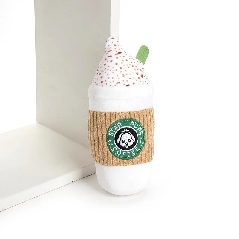 Teeth Grinding Dog Toy Latte S - Interactive Squeaky Plush Dog Toy ulasan dan harga