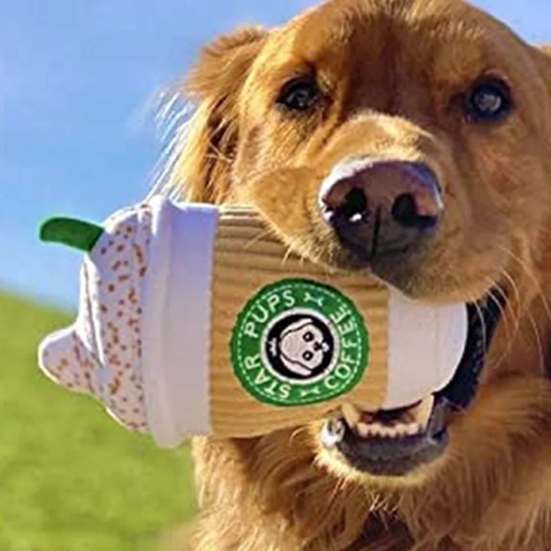 Teeth Grinding Dog Toy Latte S - Interactive Squeaky Plush Dog Toy ulasan dan harga