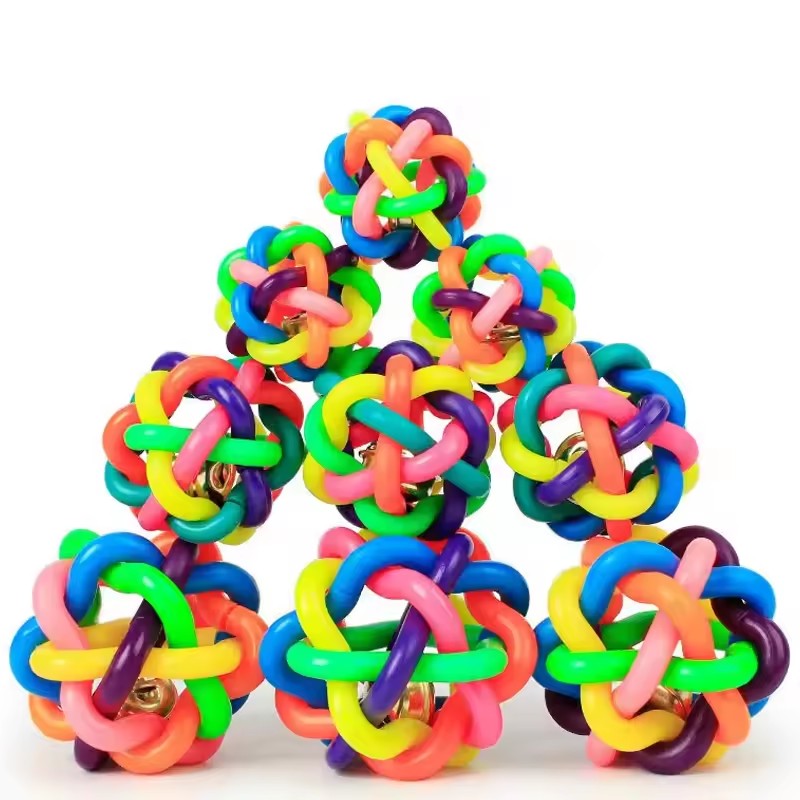 Colorful Bell Woven Toy Popula - Interactive Squeaky Plush Dog Toy ulasan dan harga