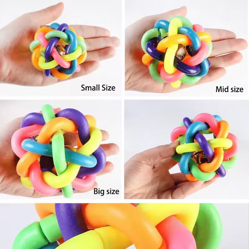 Colorful Bell Woven Toy Popula - Interactive Squeaky Plush Dog Toy ulasan dan harga