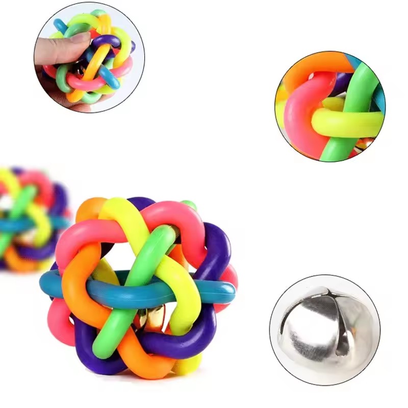 Colorful Bell Woven Toy Popula - Interactive Squeaky Plush Dog Toy ulasan dan harga