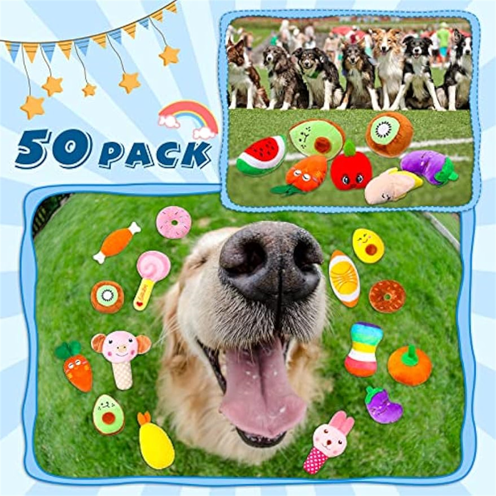 50PCS/Pack Dog Squeaky Toys Bu - Interactive Squeaky Plush Dog Toy ulasan dan harga