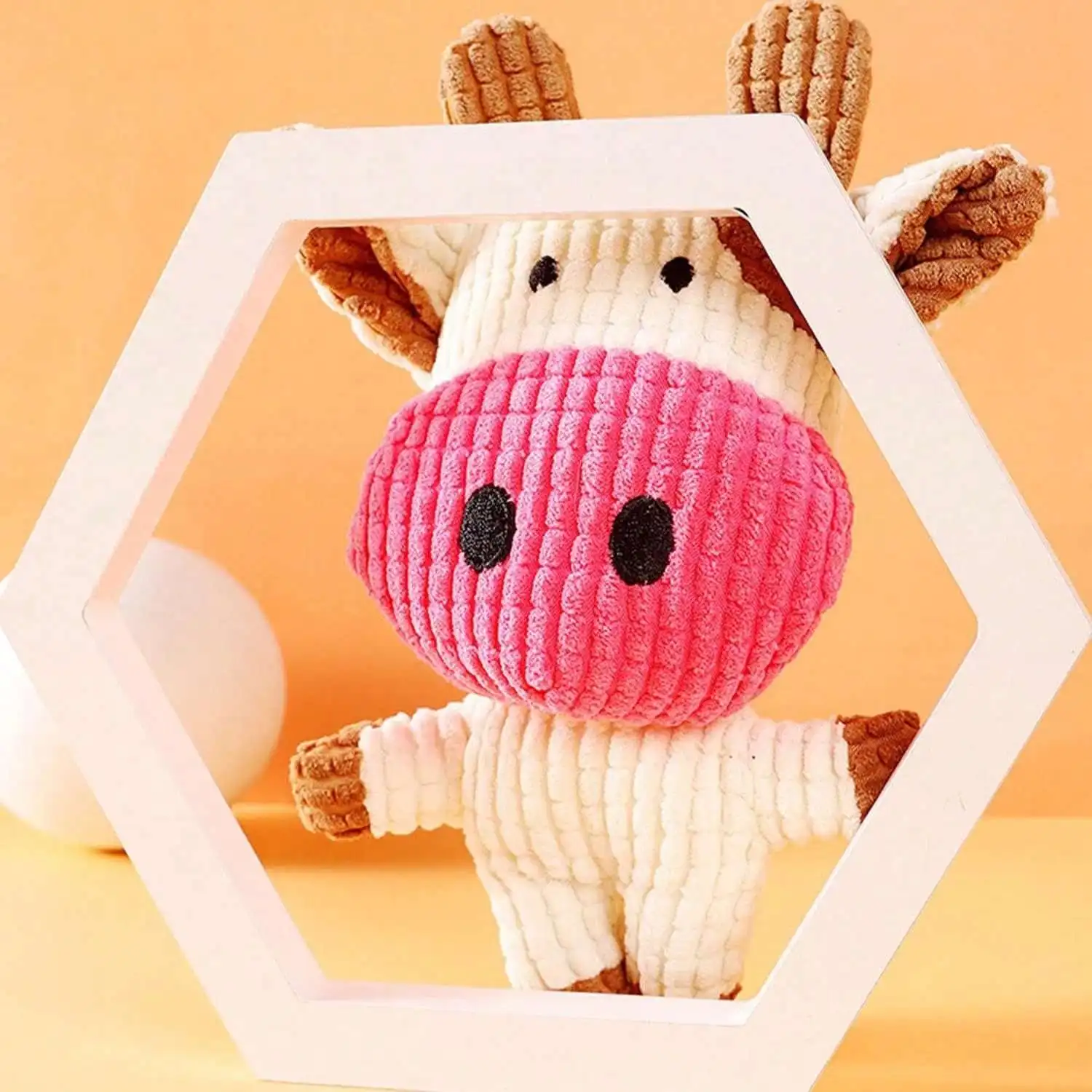 Cute Small Cow Corduroy Plush  - Interactive Squeaky Plush Dog Toy ulasan dan harga